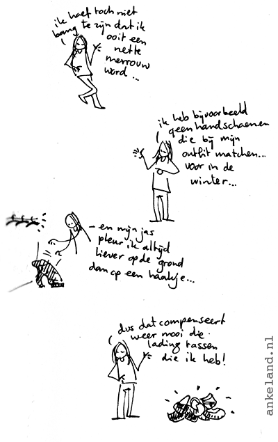 Oh, en mijn schoenen! En ik heb wel tweelippenstiften!!!