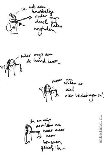 Okee, m'n arm kan een beeeetje bewegen..